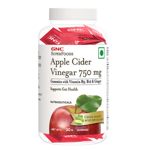 GNC Apple Cider Vinegar - 750 mg with Inulin, Ginger & Vitamin B9 & Vitamin B12