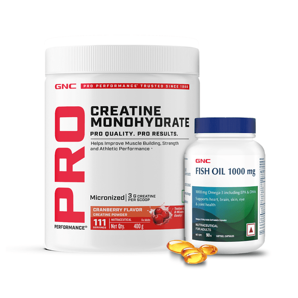 GNC Pro Performance Creatine Monohydrate and GNC Fish Oil 1000mg