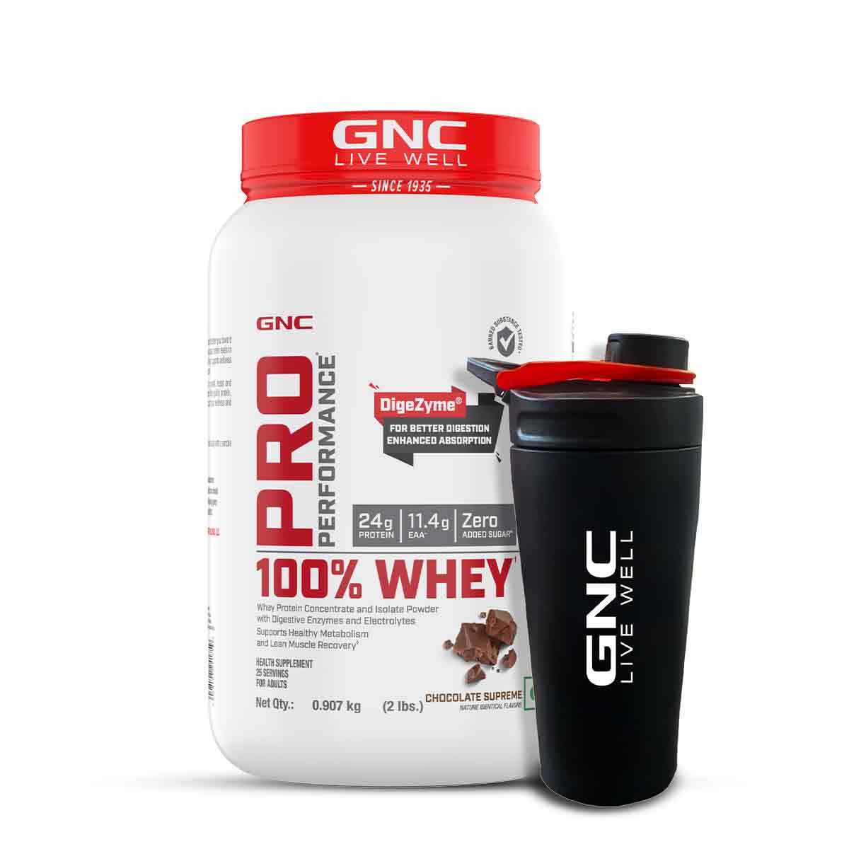 GNC Pro Performance 100 Whey Protein 2 lbs with Shaker Mango