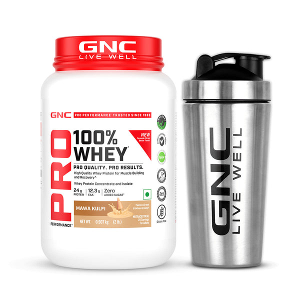 GNC 100% Whey Protein (New Formulation) with Steel Shaker