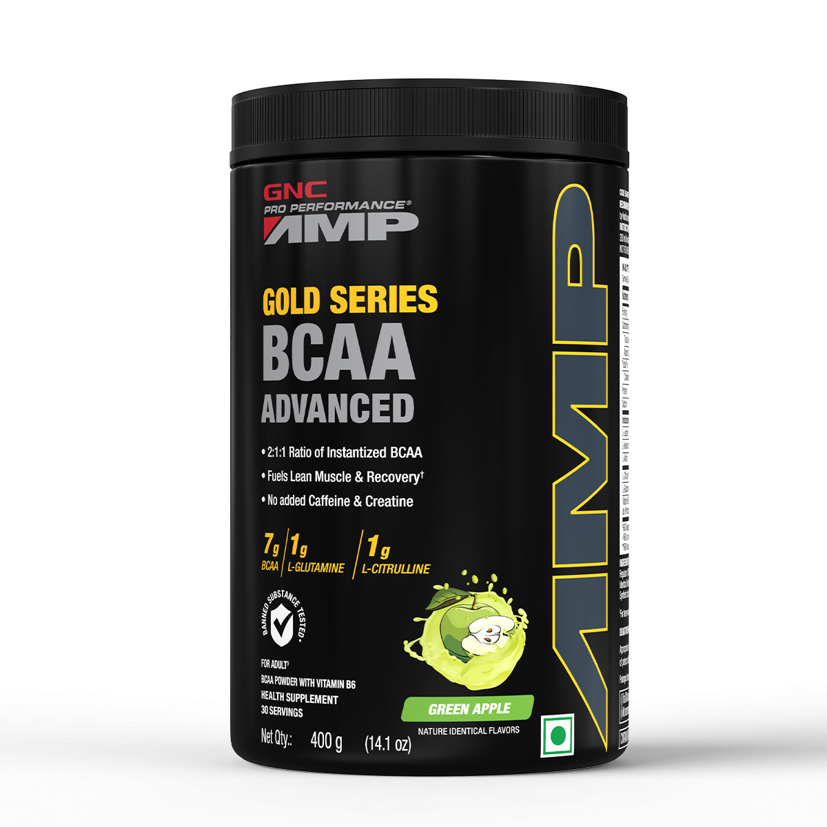 GNC AMP Gold Series BCAA Advanced - Fuels Lean Muscle Strength & Recovery | Informed Choice Certified | 400g | 30 Servings