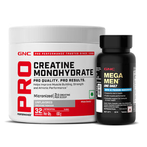 GNC Pro Performance Creatine Monohydrate + Mega Men One Daily Multivitamin