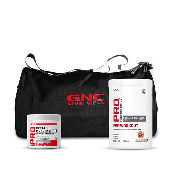 Creatine Unflavoured 100g + Preworkout Blood Orange + Gym Bag