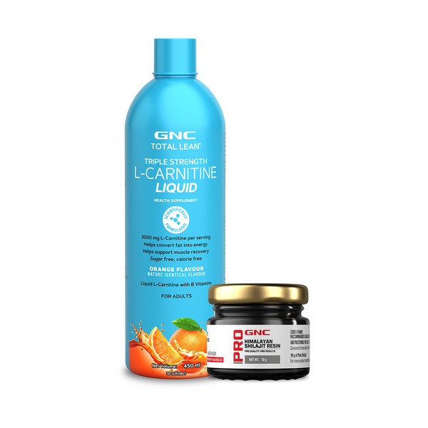 GNC Pro Performance L-Carnitine Liquid + Pure Himalayan Shilajit Resin