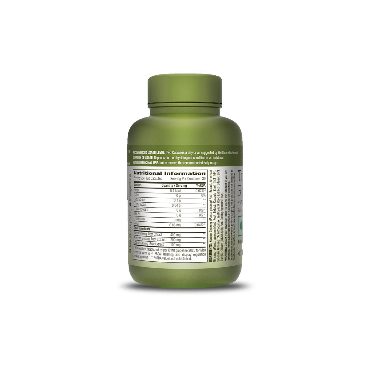 GNC Herbal Plus Triple Ginseng + Pure Himalayan Shilajit Resin