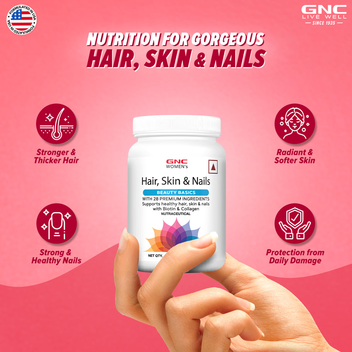 GNC Women's Hair, Skin & Nails - For Stronger Hair, Clearer Skin, and Healthier Nails