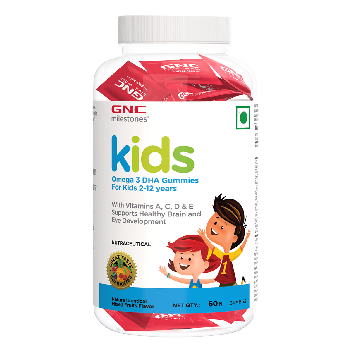 GNC milestones kids Omega 3 DHA Gummies - For Healthy Brain & Eye Development In 2-12Y Kids