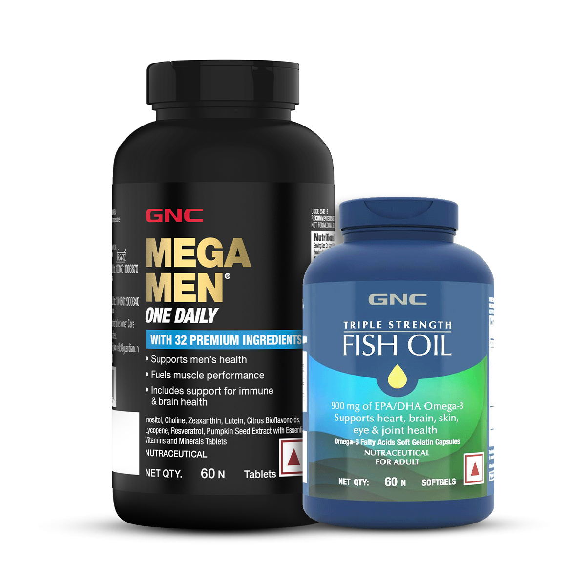 GNC Mega Men One Daily Multivitamin + Triple Strength Fish Oil - Builds Muscle Strength | Boosts Energy & Immunity | Maintains Healthy Cholesterol | Improves Joint & Heart Health