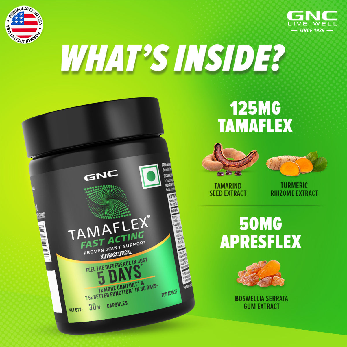 GNC TamaFlex Fast Acting - For Joint Pain Relief | Fast-acting Joint Comfort In Just 5 Days