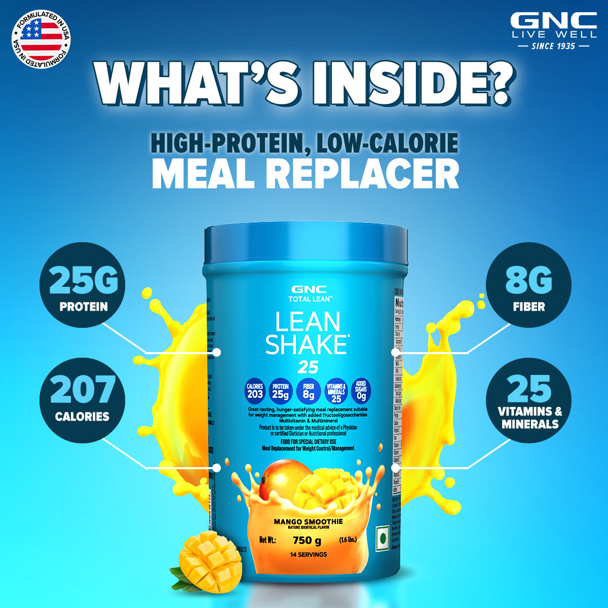 GNC Total Lean® Lean Shake™ 25 - Healthy Weight-Loss Meal Replacer with Balanced Nutrition