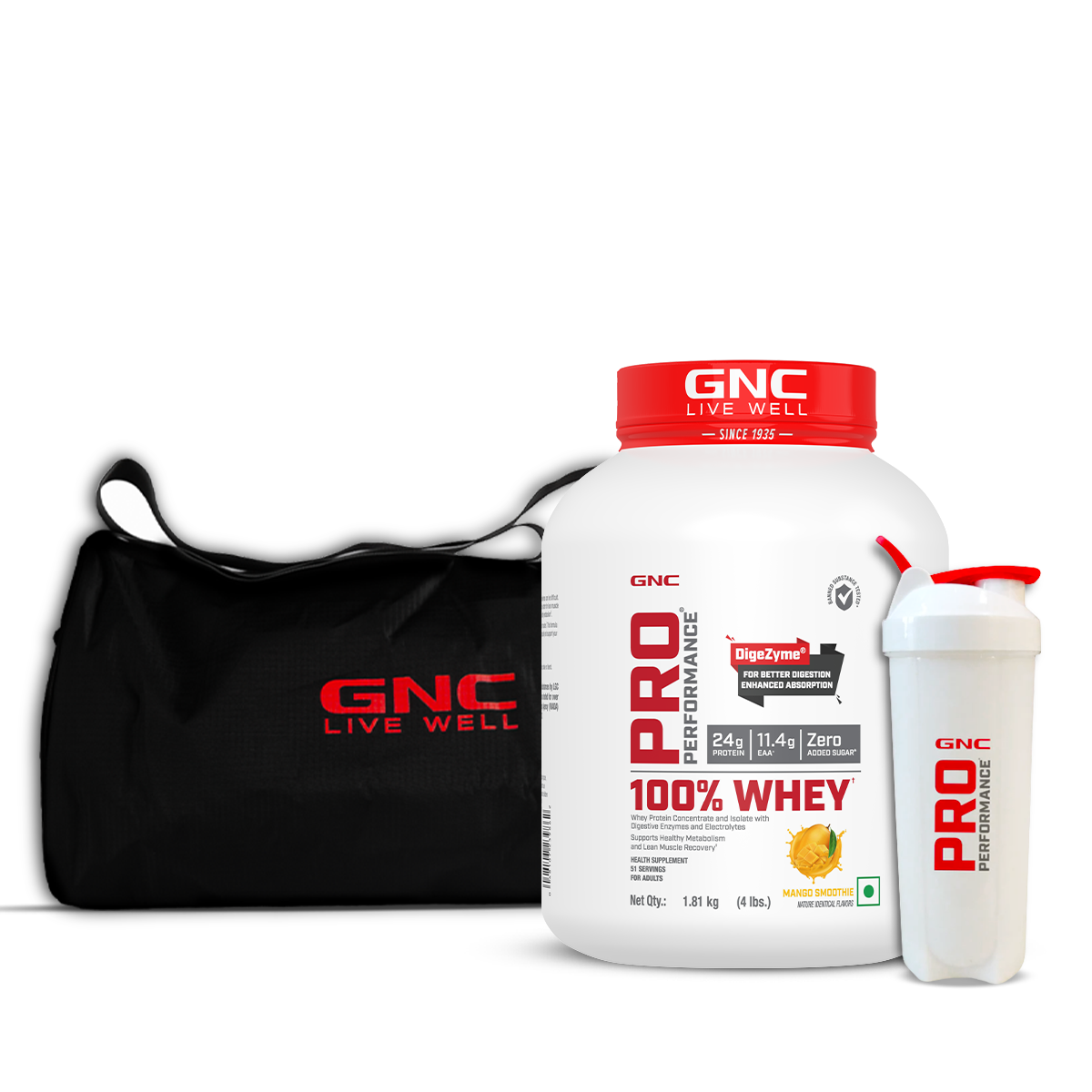 Complete Gym Set - 100% Whey Protein with Gym Bag & Shaker | Faster Recovery & Lean Muscle Gains | DigeZyme® For Easy Digestion