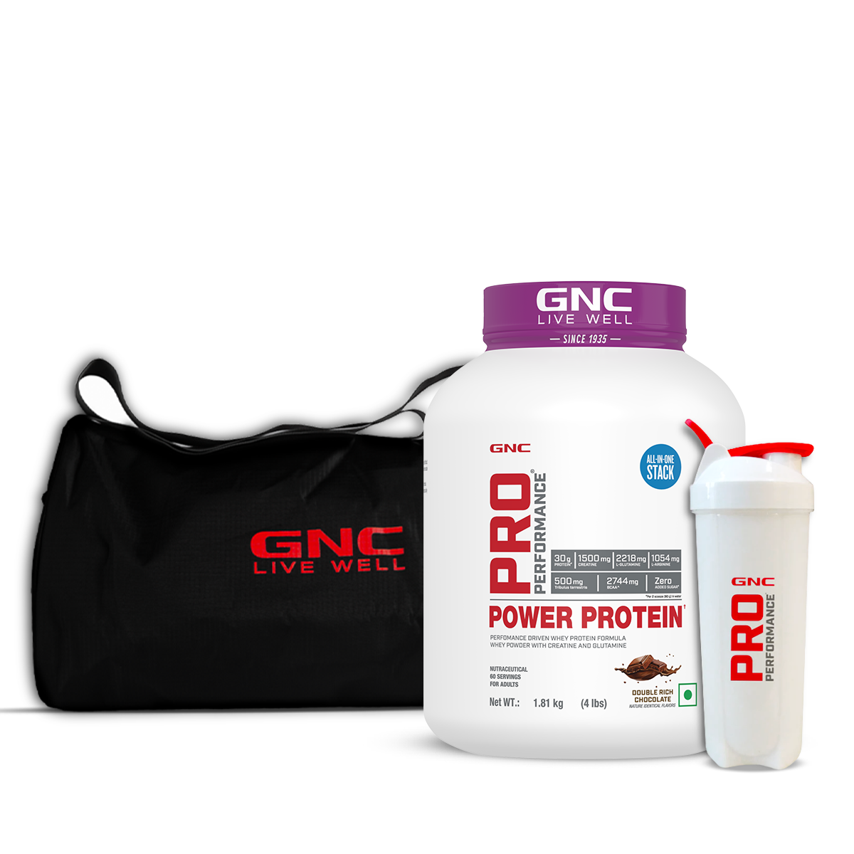 GymElite Performance Pack - |Power Protein with Gym Bag & Shaker | 6 in 1 Muscle Stack for Strength, Recovery, & Muscle Mass | Speeds Up Recovery