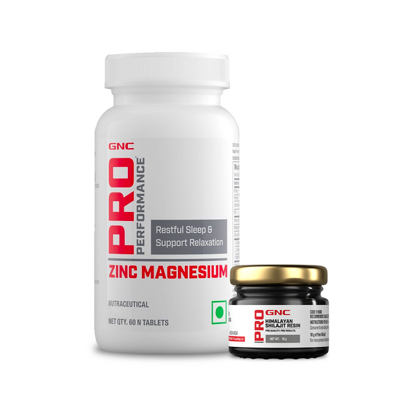 GNC Pro Performance Zinc Magnesium Amino (ZMA) Complex + Pure Himalayan Shilajit Resin