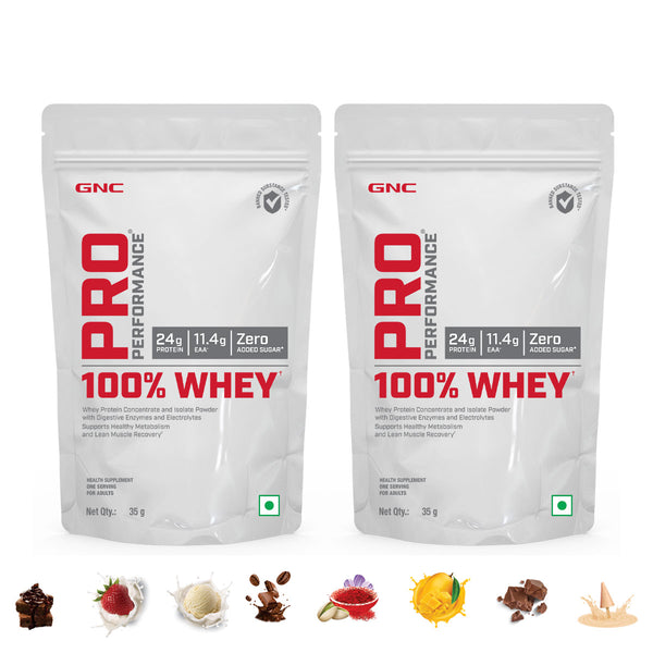 GNC Pro Performance 100% Whey Protein Sachets 35gm (Pack of 2)