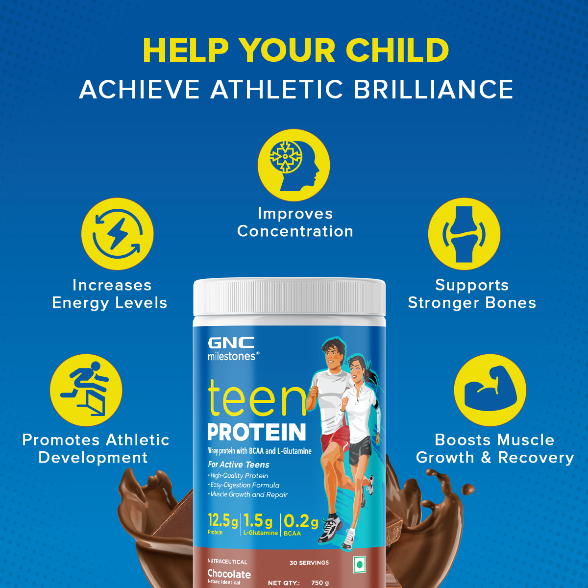 GNC milestones Teen Protein - Boosts Athletic Performance & Potential In Active Teens
