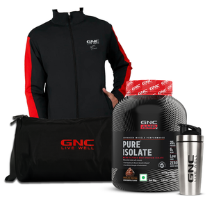 GNC AMP Pure Isolate (Zero Carb) 4 lbs  with Gym Kit - Boosts Athletic & Workout Performance | Increases Muscle Mass