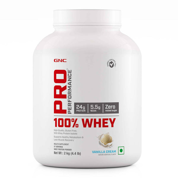 GNC Pro Performance 100% Whey Protein - 4.4 lbs, 2 kg (Vanilla Cream)| Expiry - 2024-04-30
