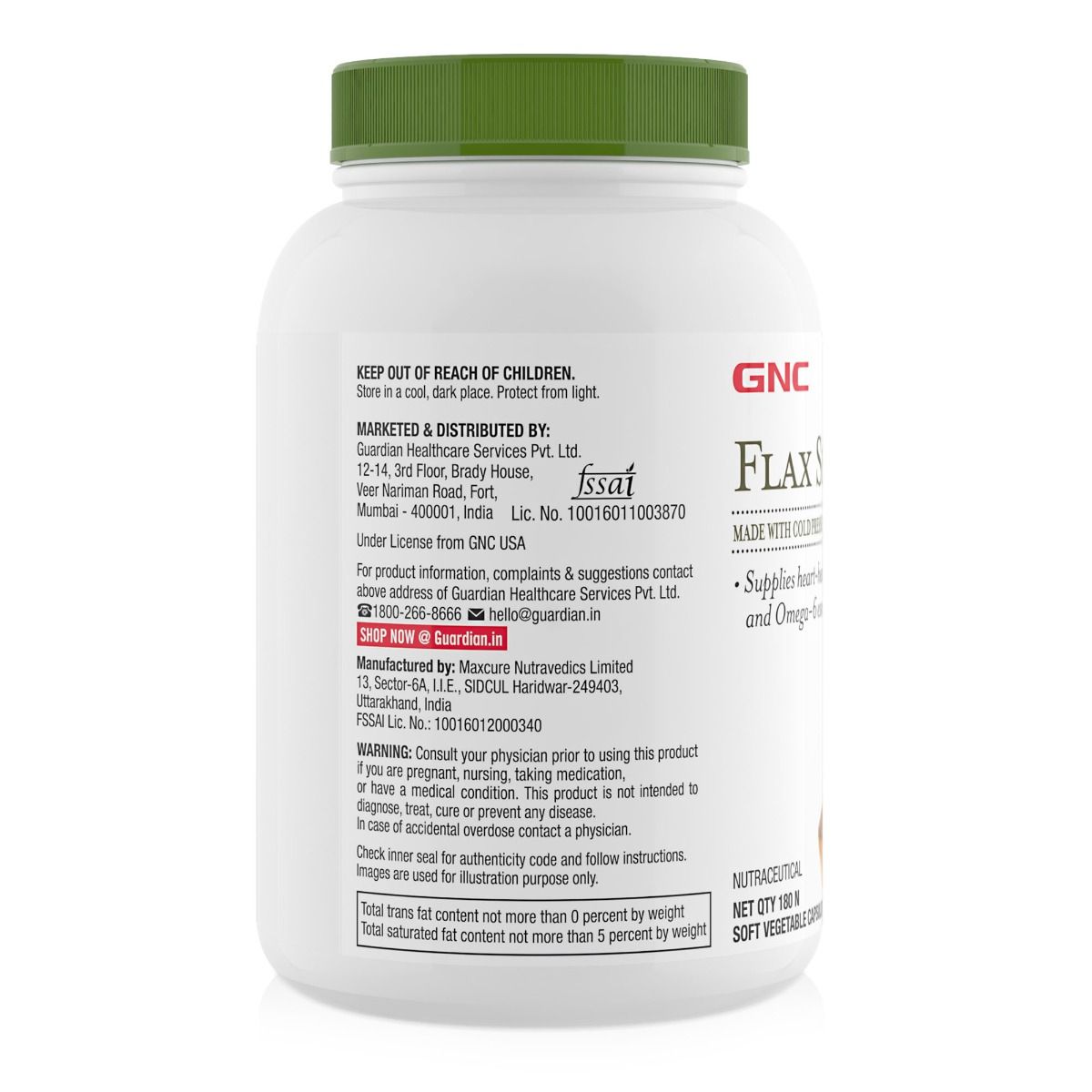 GNC Flax Seed Oil -   1000mg - Vegetarian Omega 3 & 6 Capsules for Overall Well-Being