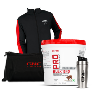 GNC Pro Performance Powder Bulk 1340 4KG with Gym Kit - A Complete Gym Pack | Helps Gain Healthy Weight & Muscle Mass