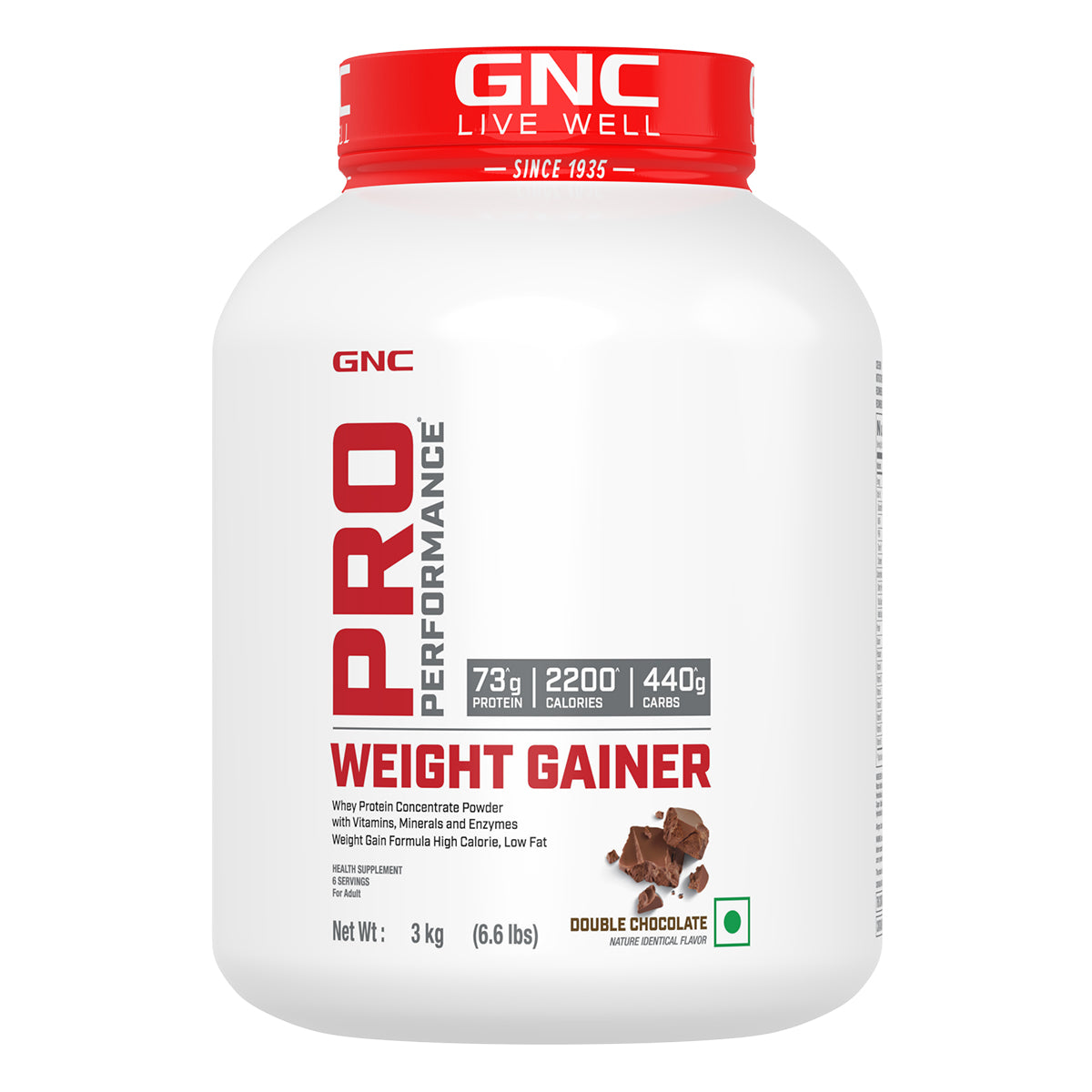 GNC Pro Performance Weight Gainer 3KG with Gym Kit - High-Calorie, Low-Fat Formula For Healthy Body Gains