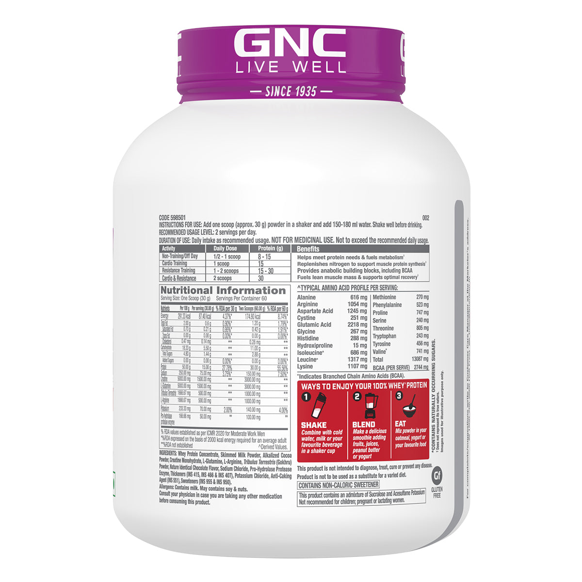 GNC Pro Performance Power Protein 4 lbs with Gym Kit - Helps Build Muscle Strength & Recovery 