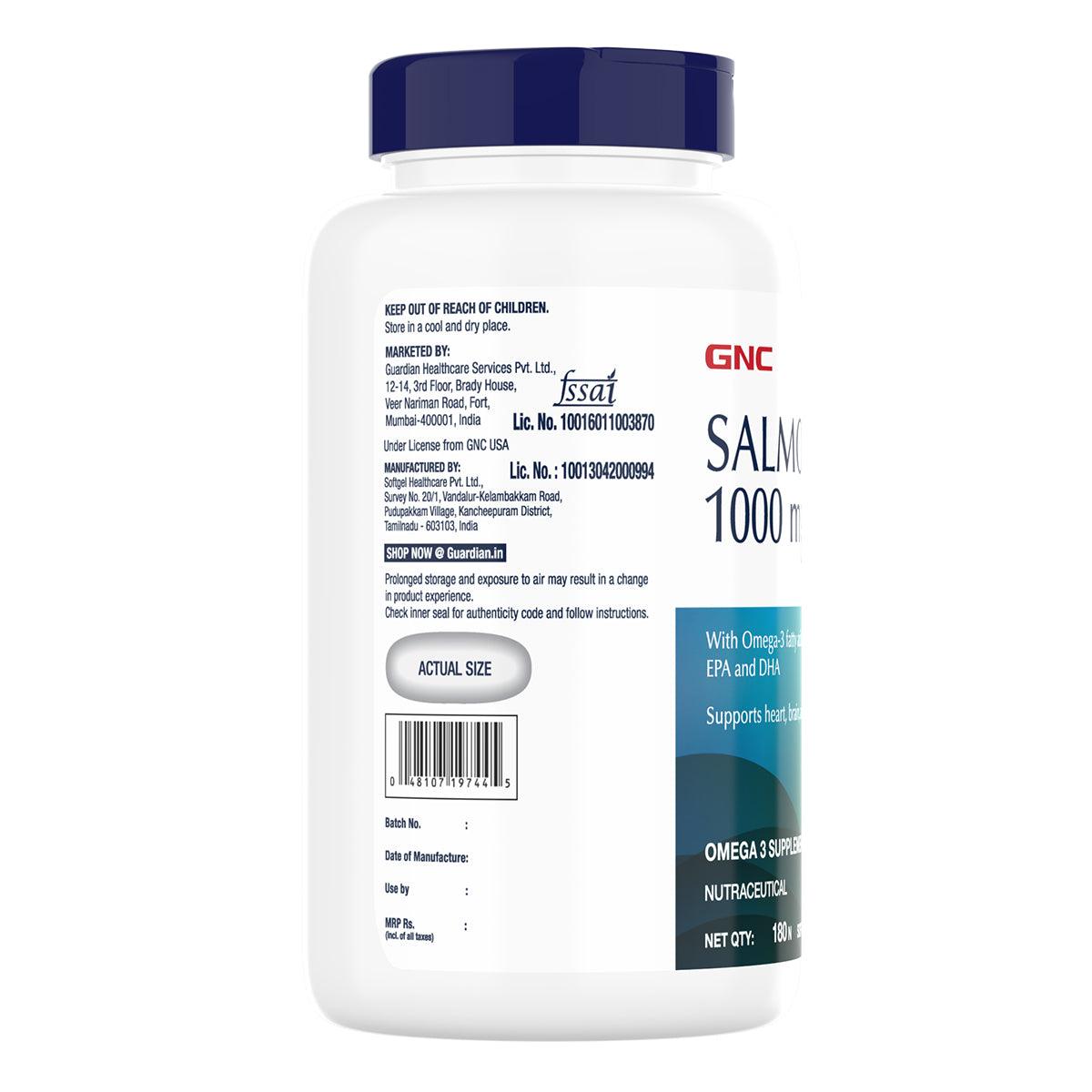 GNC Salmon Oil 1000mg - Supports Joint Health, Vision & Overall Well-Being