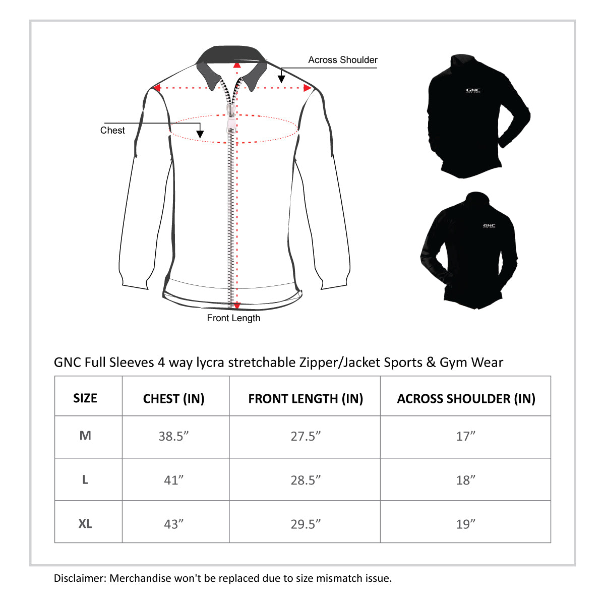 GNC Full Sleeves  Zipper/Jacket  Sports & Gym Wear - 