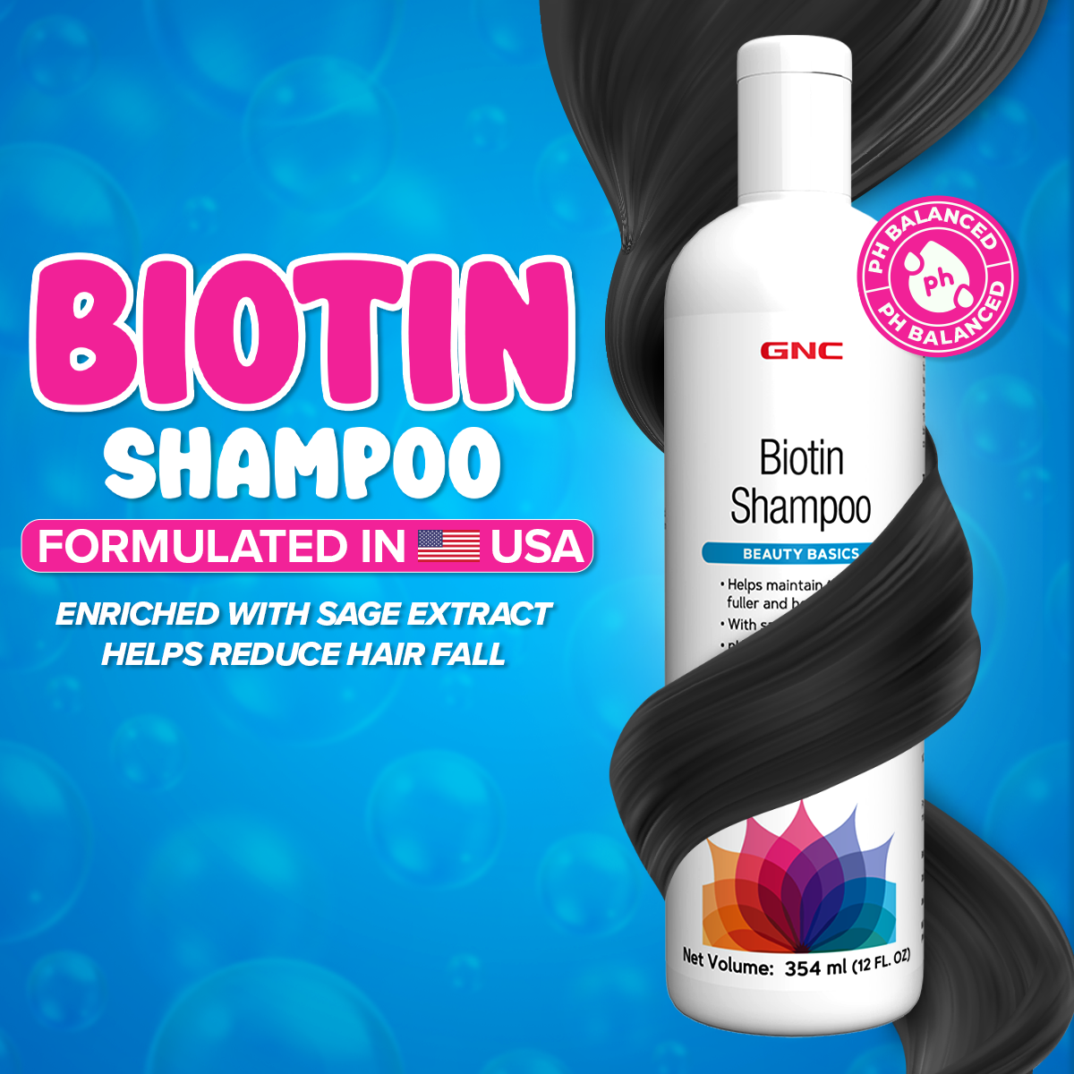 GNC Biotin Shampoo - Reduces Hair Fall, Strengthens Hair Shaft & Adds Shine