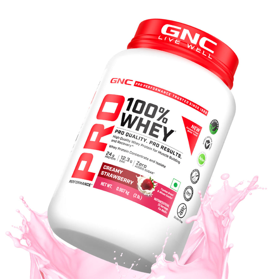 GNC Pro Performance 100% Whey (New Formulation) 2 lbs Creamy Strawberry - 2 lbs / Creamy Strawberry