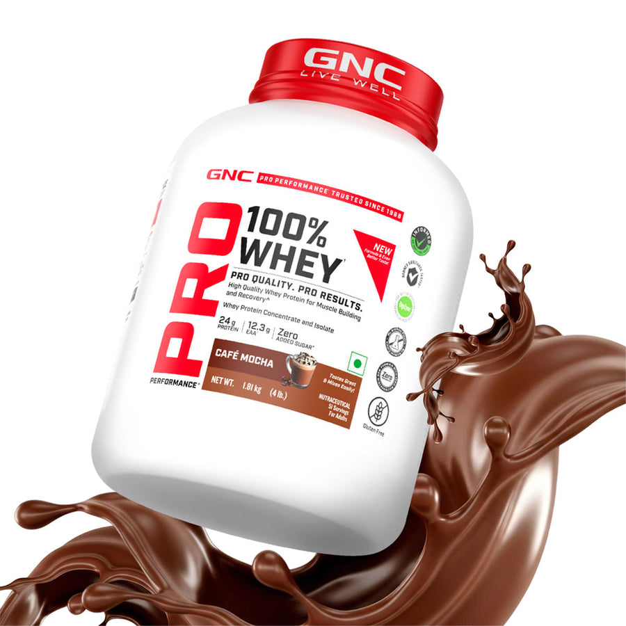 GNC Pro Performance 100% Whey (New Formulation) 4 lbs Cafe Mocha - 4 lbs / Café Mocha