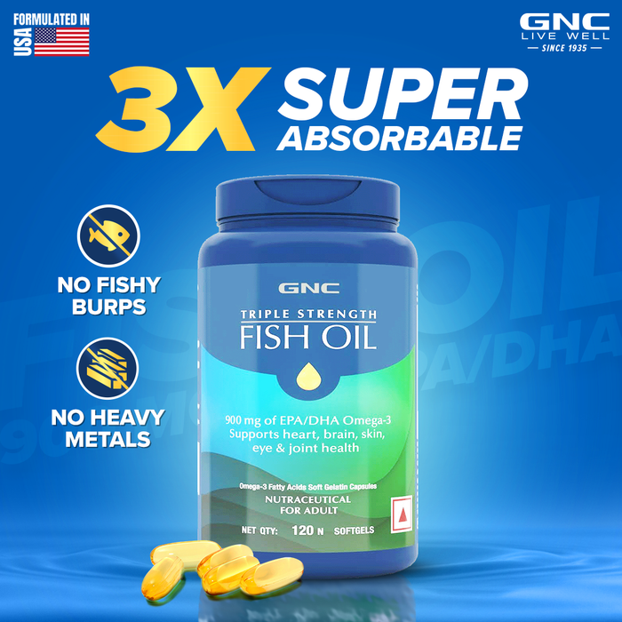 GNC Triple Strength Fish Oil 30 Softgels GNC India