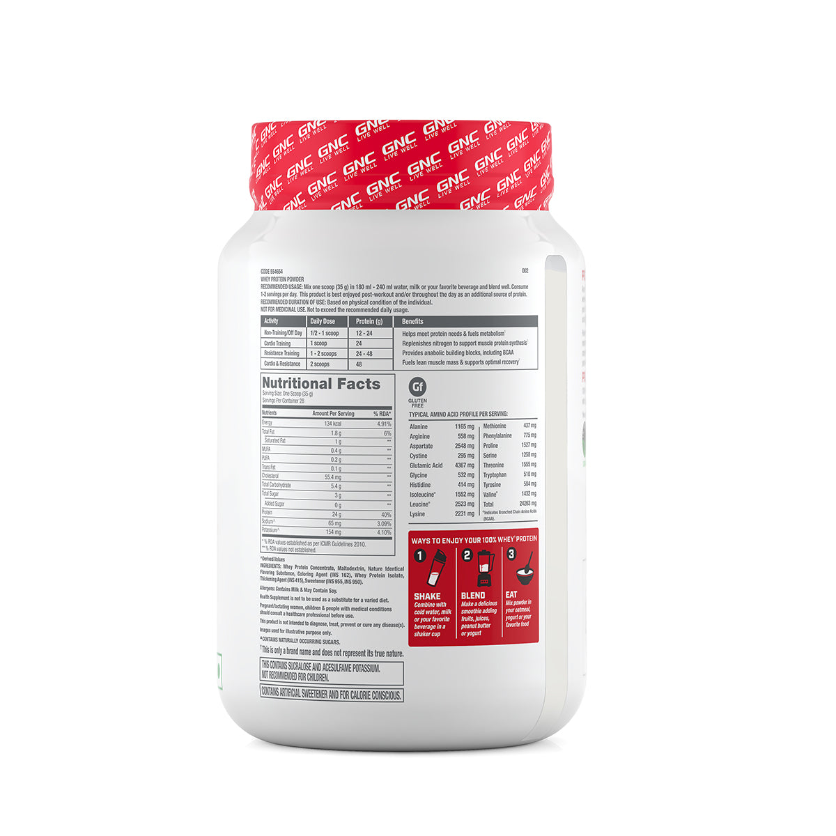 GNC Pro Performance 100% Whey Protein - 2.2 lbs - 1 kg - Strawberry