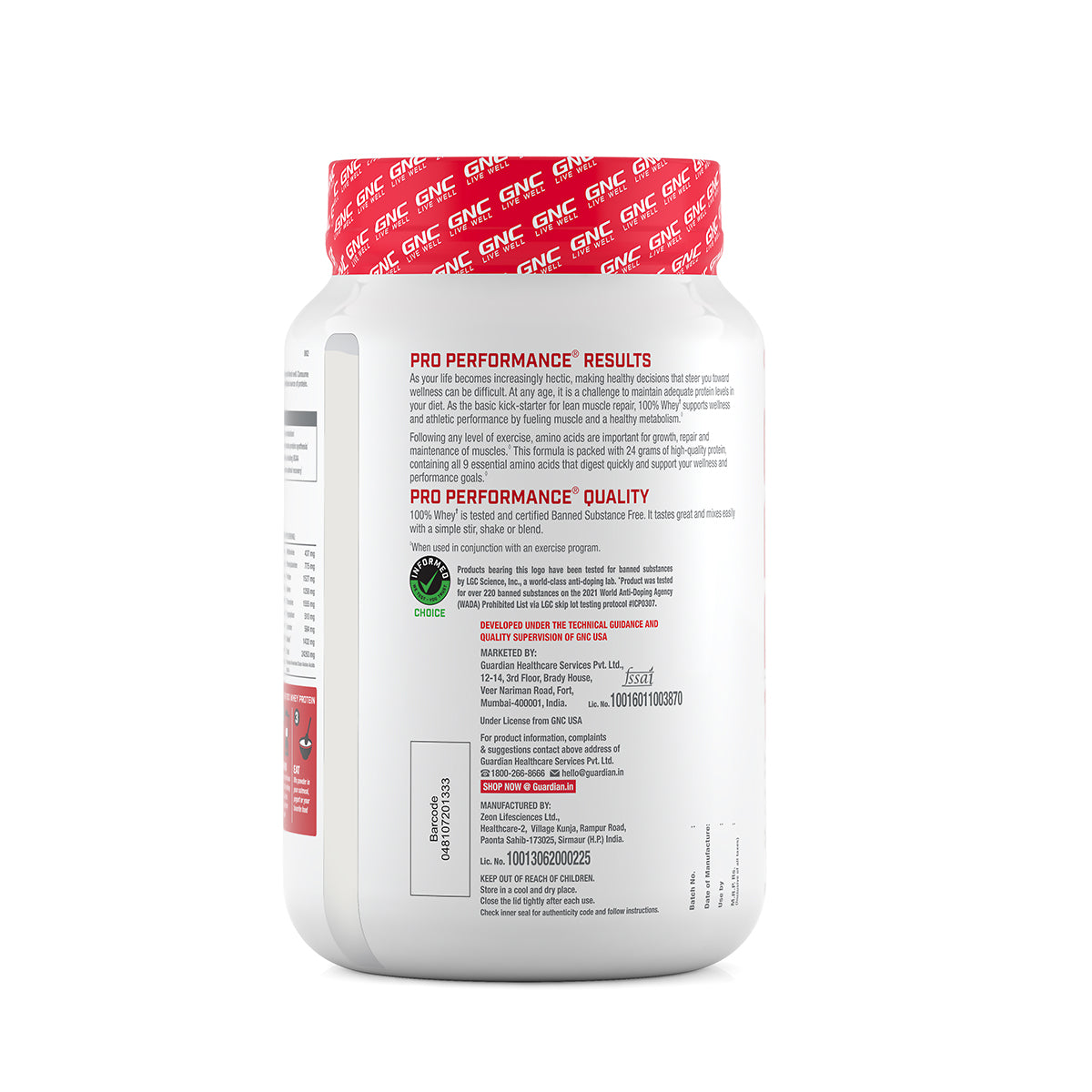 GNC Pro Performance 100% Whey Protein - 2.2 lbs - 1 kg - Strawberry
