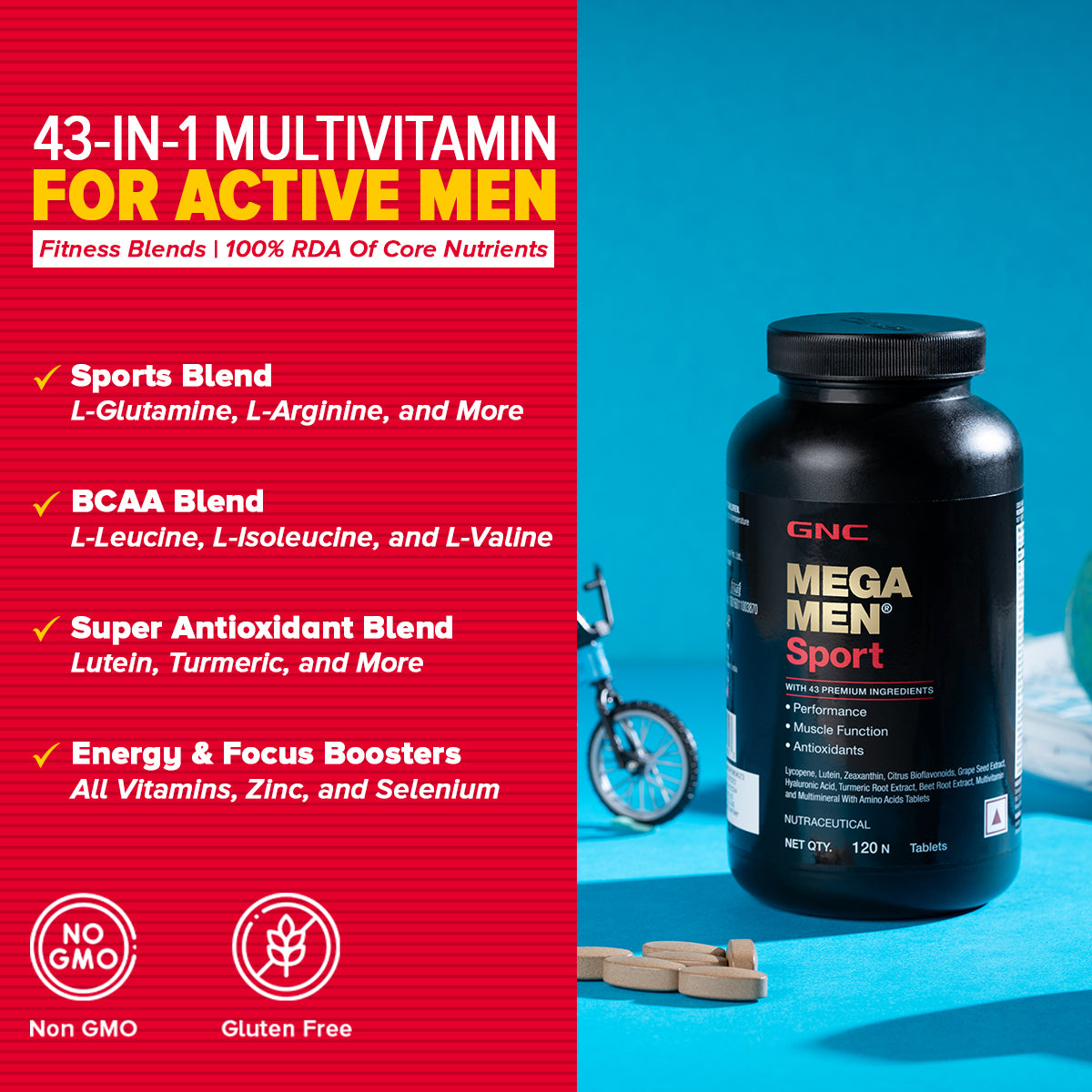 GNC Mega Men Sport Multivitamin -  Supports Muscle Performance & Recovery | Made For Fitness Lifestyle