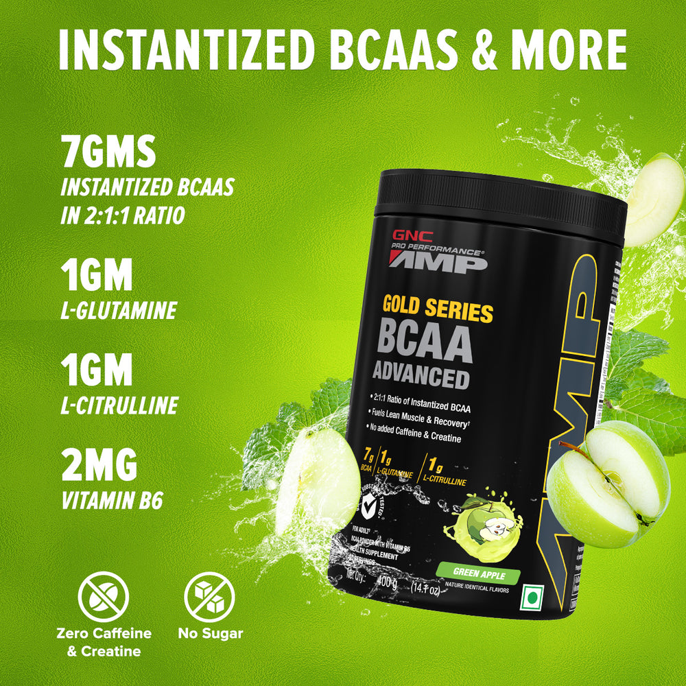 GNC AMP Gold Series BCAA Advanced Green Apple GNC India