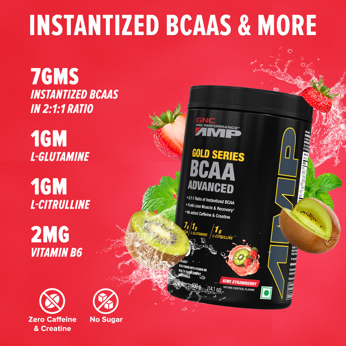 GNC AMP Gold Series BCAA Advanced - Clearance Sale - Fuels Lean Muscle Strength & Recovery | Informed Choice Certified | 400g | 30 Servings