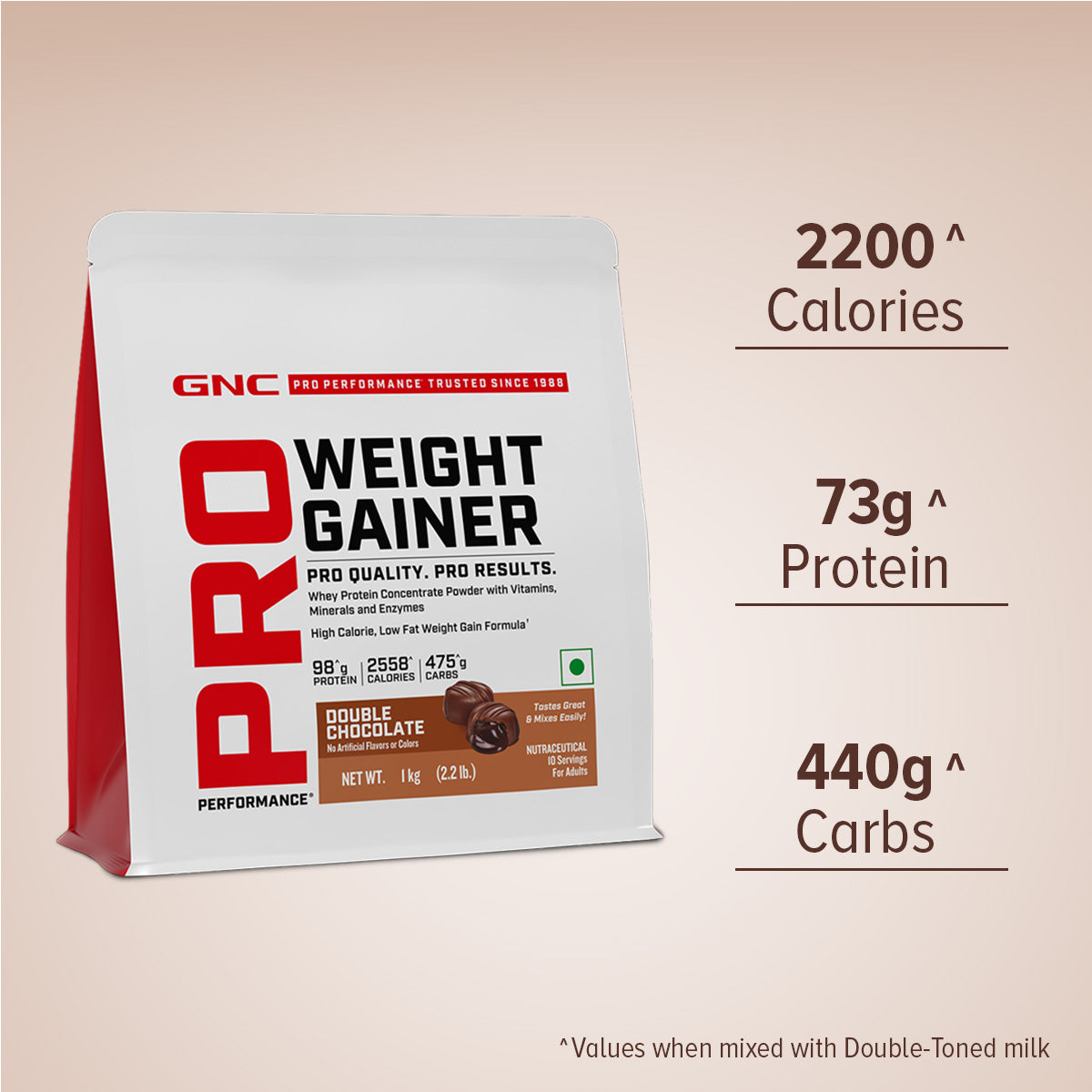 GNC Pro Performance Weight Gainer 1kg gainer Double Chocolate