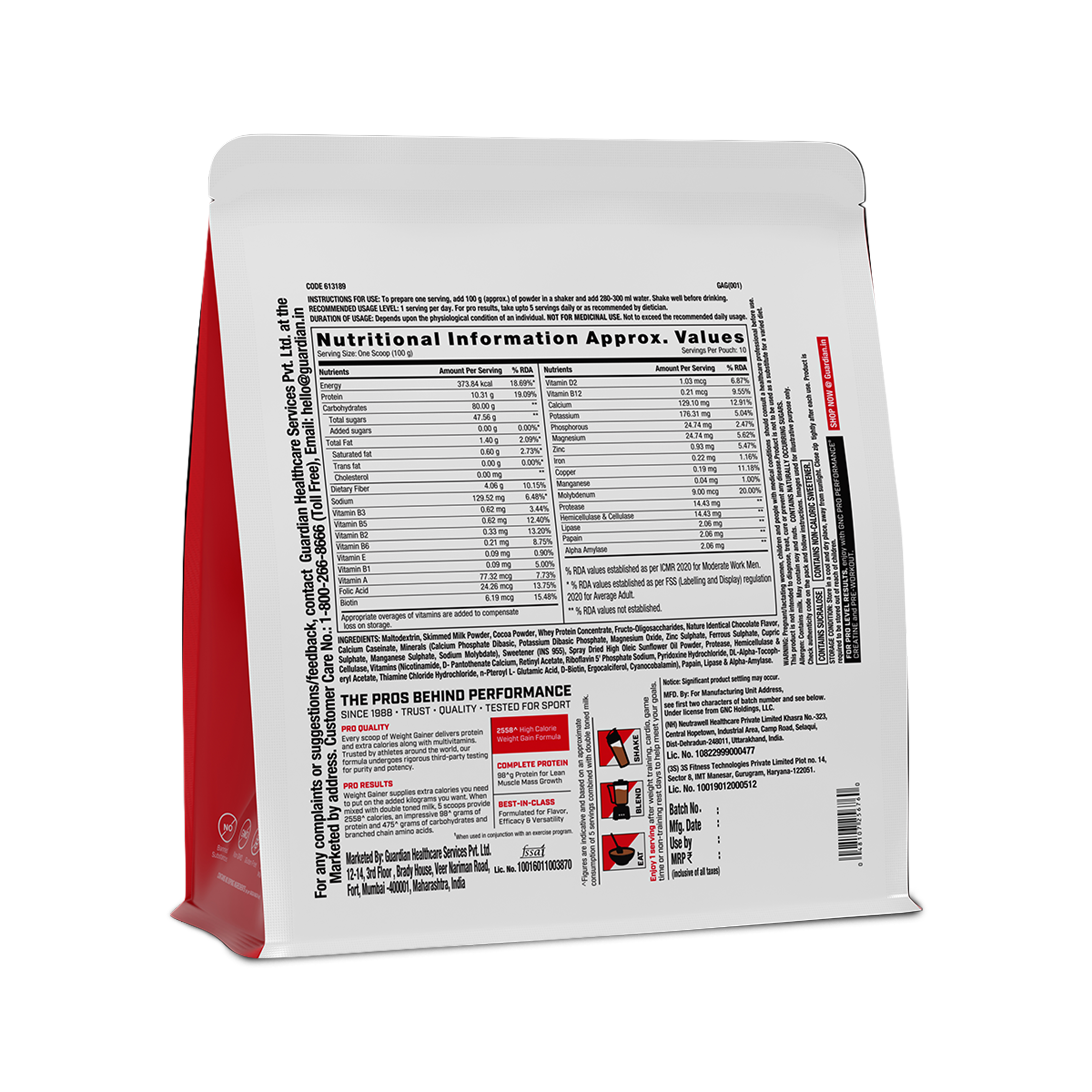GNC Pro Performance Weight Gainer 1kg gainer Double Chocolate