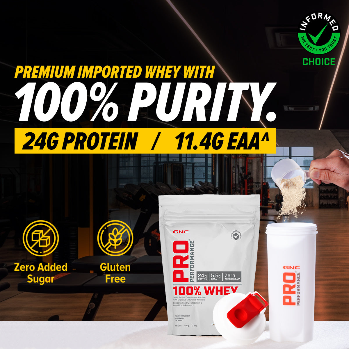 GNC Pro Performance 100% Whey Protein- Clearance Sale - Faster Recovery & Lean Muscle Gains | Informed Choice Certified