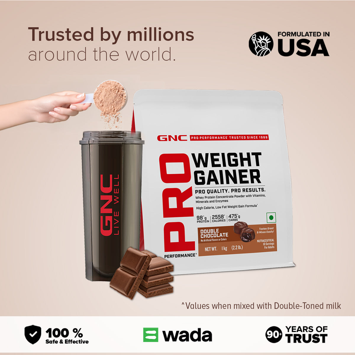 GNC Pro Performance Weight Gainer 1kg gainer Double Chocolate