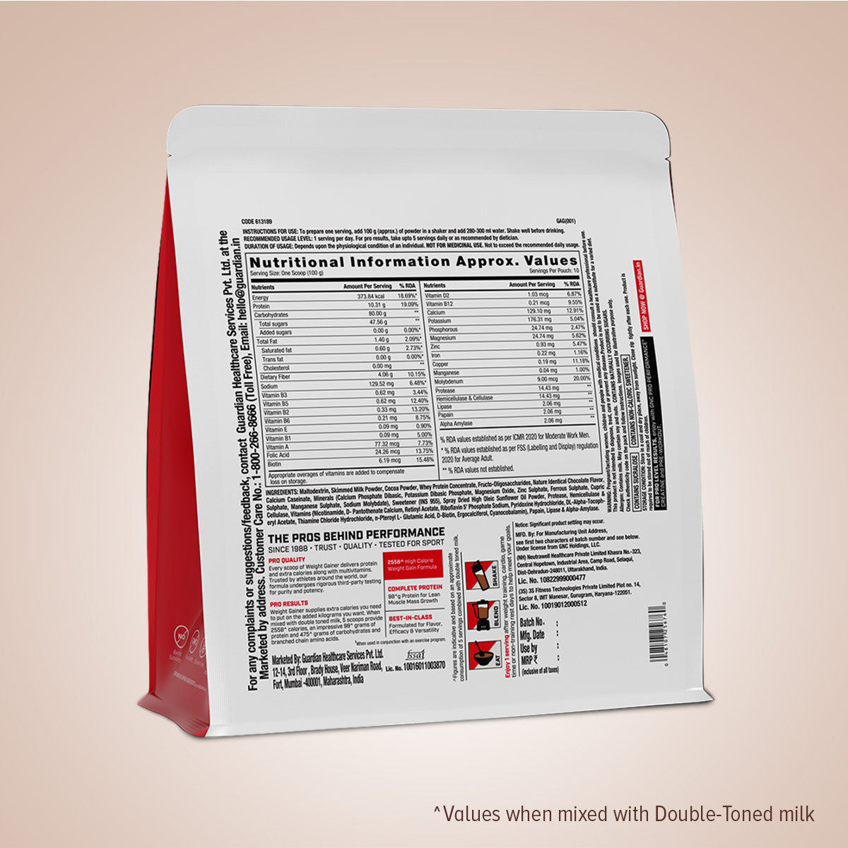 GNC Pro Performance Weight Gainer 1kg gainer Double Chocolate
