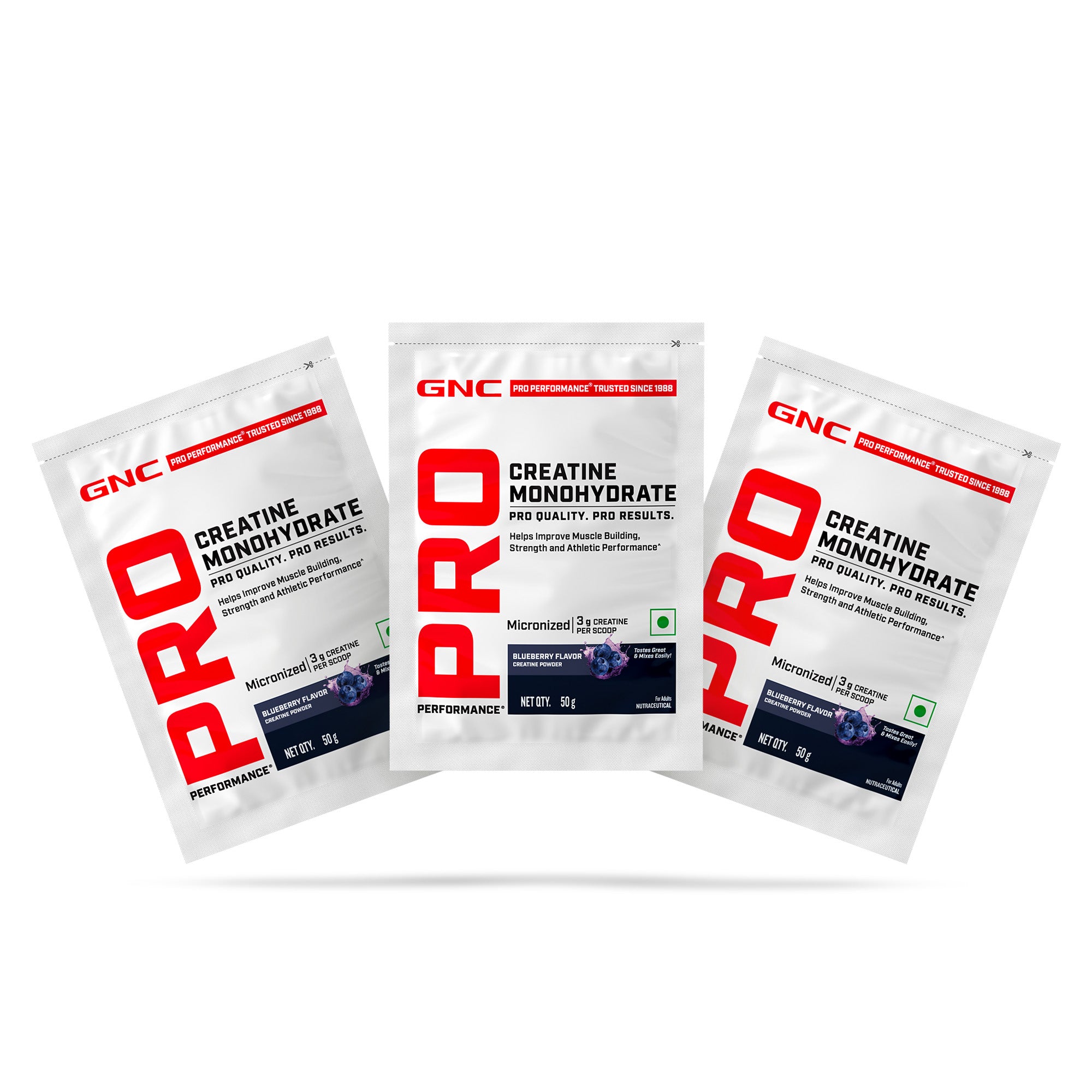 GNC CREATINE MONOHYDRATE BLUEBERRY POWDER 50 G (Pack of 3)