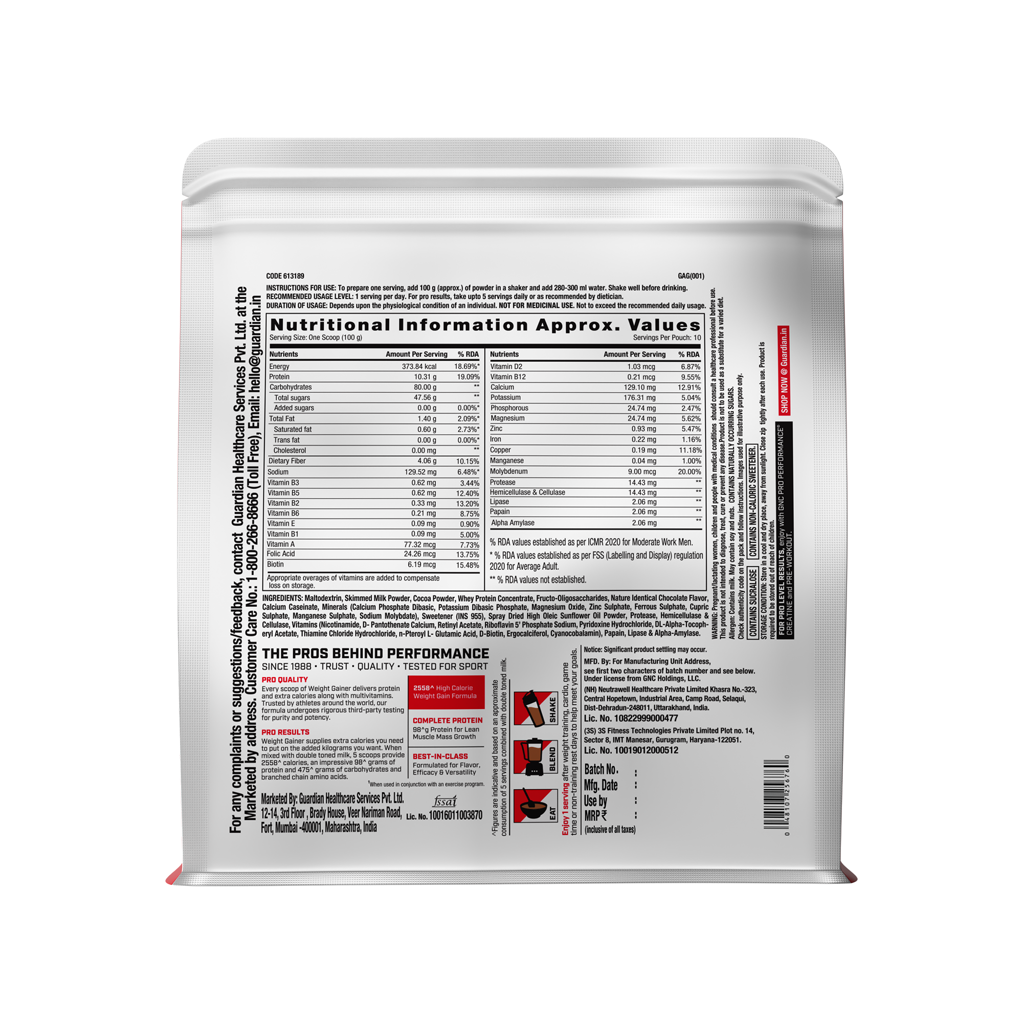 GNC Pro Performance Weight Gainer 1kg gainer vanilla