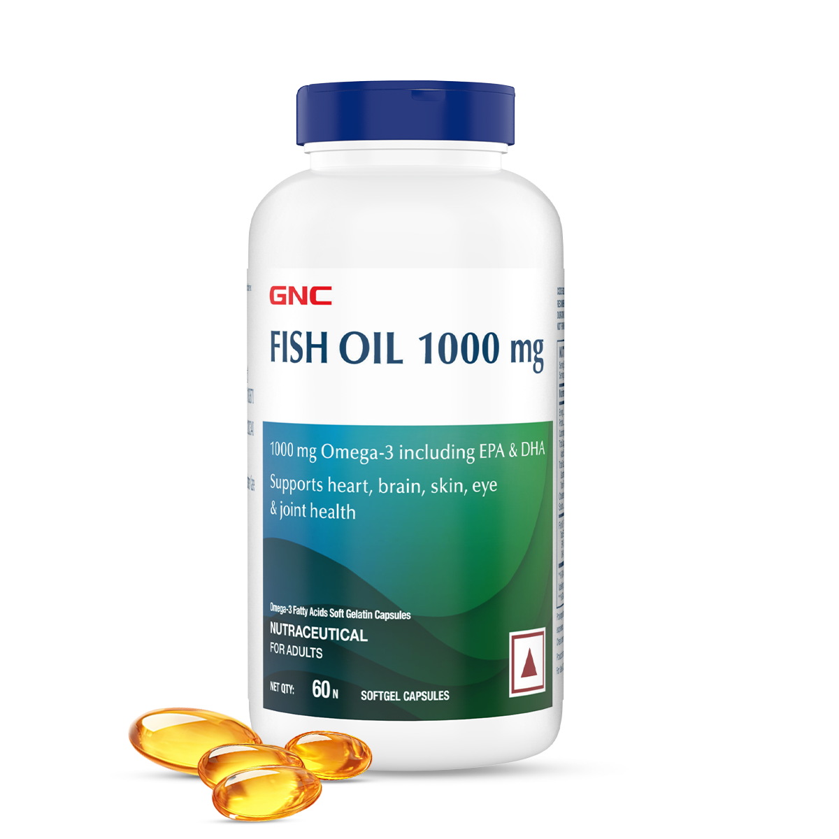 GNC Fish Oil - Omega 3 Capsules - 1000mg - Healthy Vision, Heart, Skin, Brain & Joints