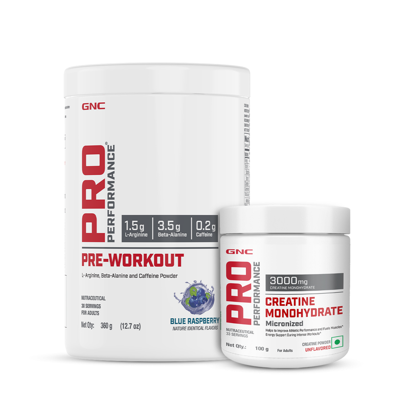 GNC Pro Performance PreWorkout + Creatine 100 gms Blue Raspberry GNC India