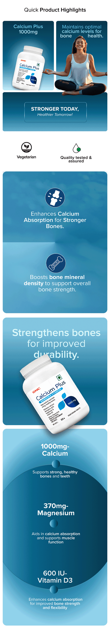 GNC Calcium Plus 1000mg with Magnesium and Vitamin D3