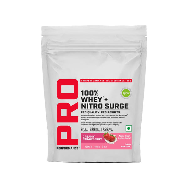 GNC 100% Whey + Nitro Surge 1lbs (Strawberry)
