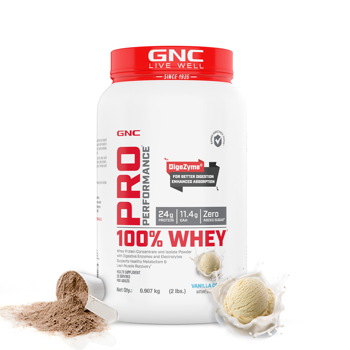 GNC Pro Performance 100% Whey Protein - Clearance Sale - Faster Recovery & Lean Muscle Gains | Informed Choice Certified
