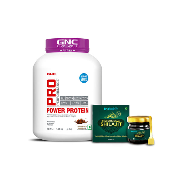 GNC Pro Performance Power Protein + Truhabit Original Himalayan Shilajit Resin