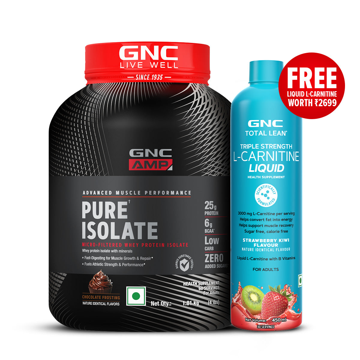 GNC AMP Pure Isolate (Low/Zero Carb) - Advanced Muscle Building To Amplify Muscle Performance | Informed Choice Certified